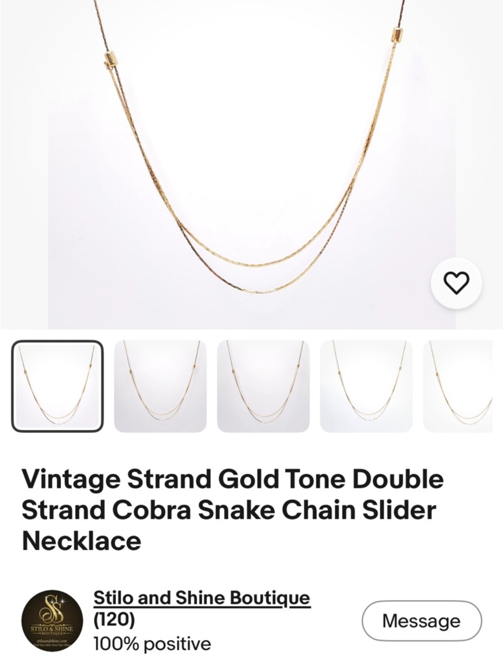 Gold-Tone Double Layer Flat Cable Chain Necklace with Slider Accents